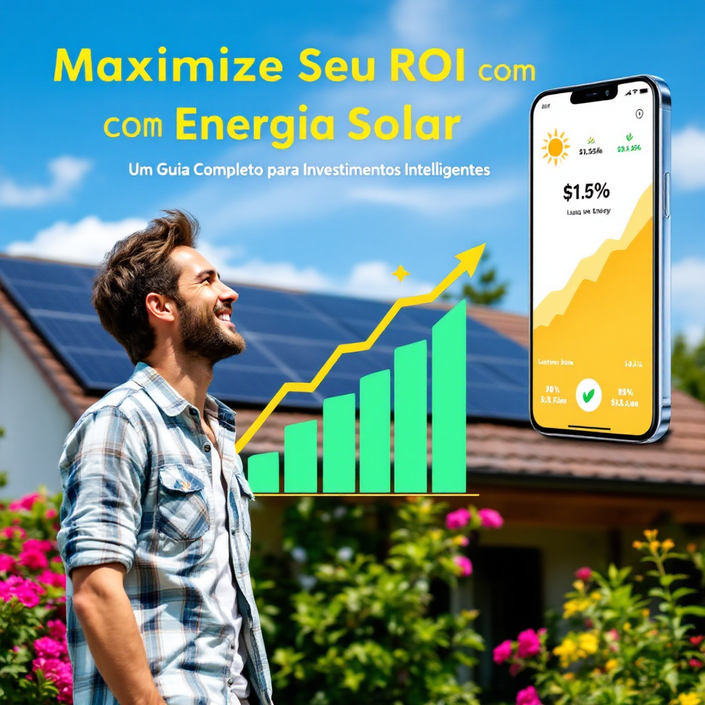 Painel solar capturando energia em um dia ensolarado, simbolizando o investimento sustentável e as economias financeiras. Destaque para a atuação da EDB Renováveis, especialista em instalações solares eficientes no Rio de Janeiro, promovendo energia renovável e alta eficiência no retorno sobre o investimento.